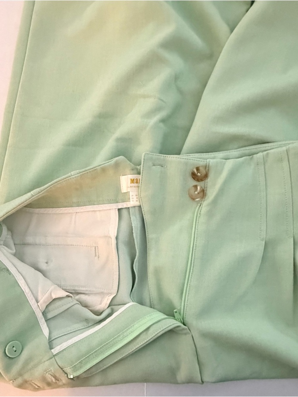 Maeve Classic High-Waist Wide-Leg Pants in Bright Pistachio Size 8 - Picture 10 of 11